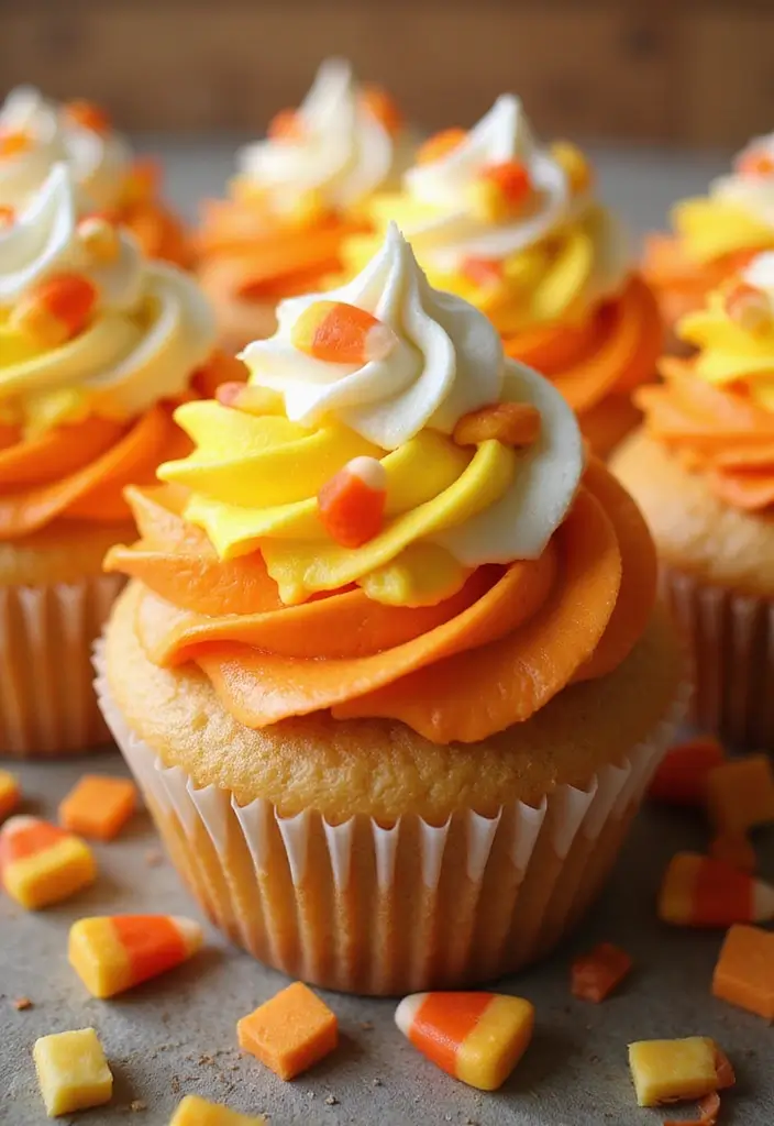 25 Cupcake Decoration Ideas You’ll Want to Try This Weekend - 7. Candy Corn Cupcakes