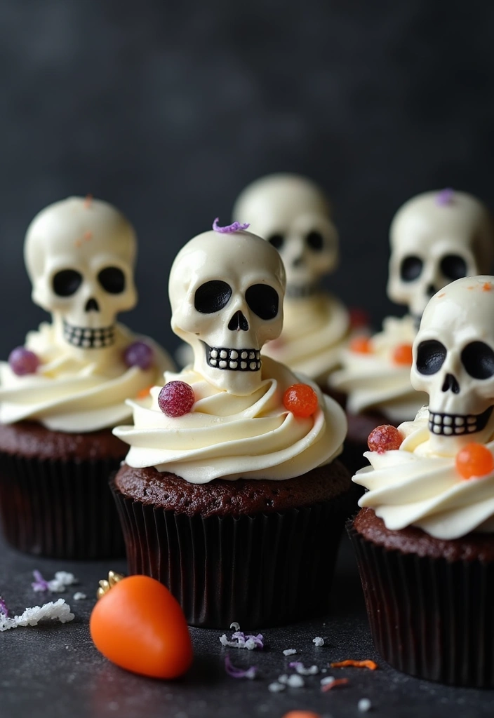 25 Cupcake Decoration Ideas You’ll Want to Try This Weekend - 8. Skeleton Cupcakes