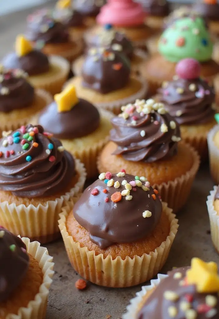 25 Cupcake Icing Ideas That Make Every Bite Picture-Perfect - 16. Chocolate-Dipped Cupcake Tops