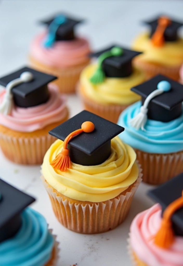 25 Cupcake Icing Ideas That Make Every Bite Picture-Perfect - 3. Fondant Graduation Caps
