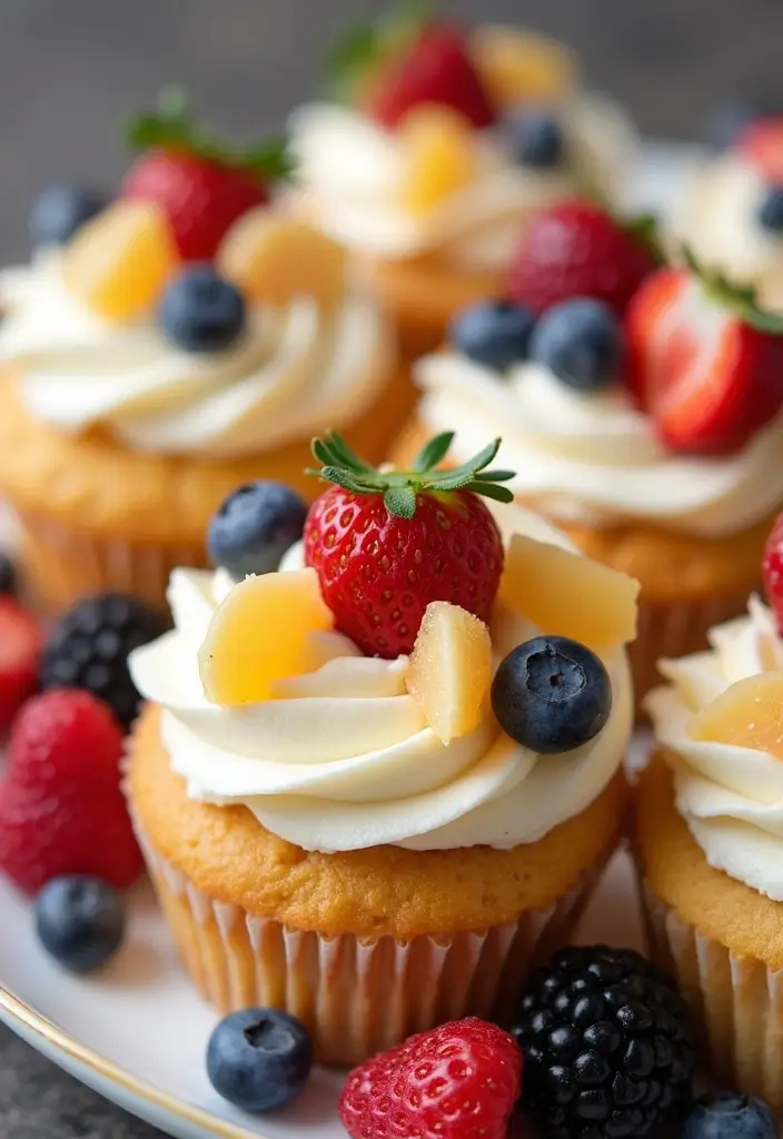 25 Cupcake Icing Ideas That Make Every Bite Picture-Perfect - 6. Cream Cheese Icing with Fruit Toppers