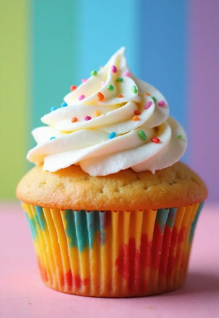 25 Cupcake Ideas for Kids’ Parties That Are Fun and Mess-Free - 14. Rainbow Cupcake