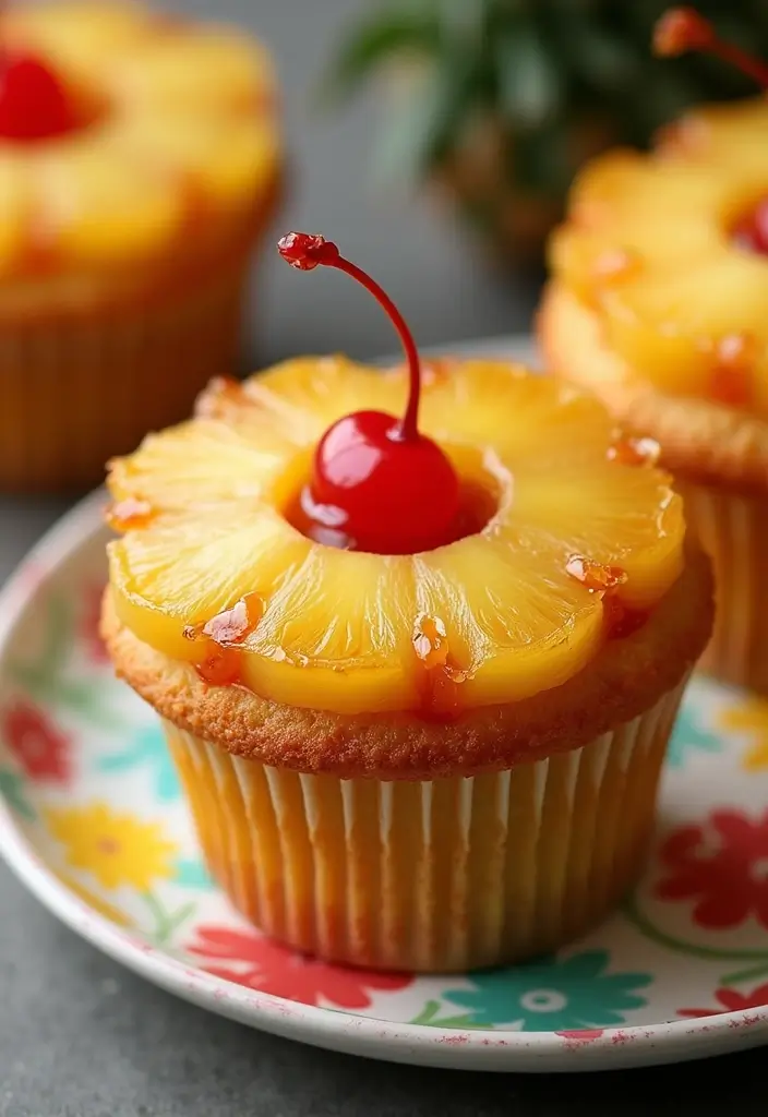25 Cupcake Ideas for Kids’ Parties That Are Fun and Mess-Free - 16. Pineapple Upside-Down Cupcake