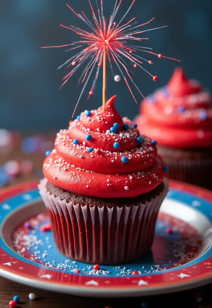 25 Cupcake Ideas for Kids’ Parties That Are Fun and Mess-Free - 2. Firecracker Cupcake