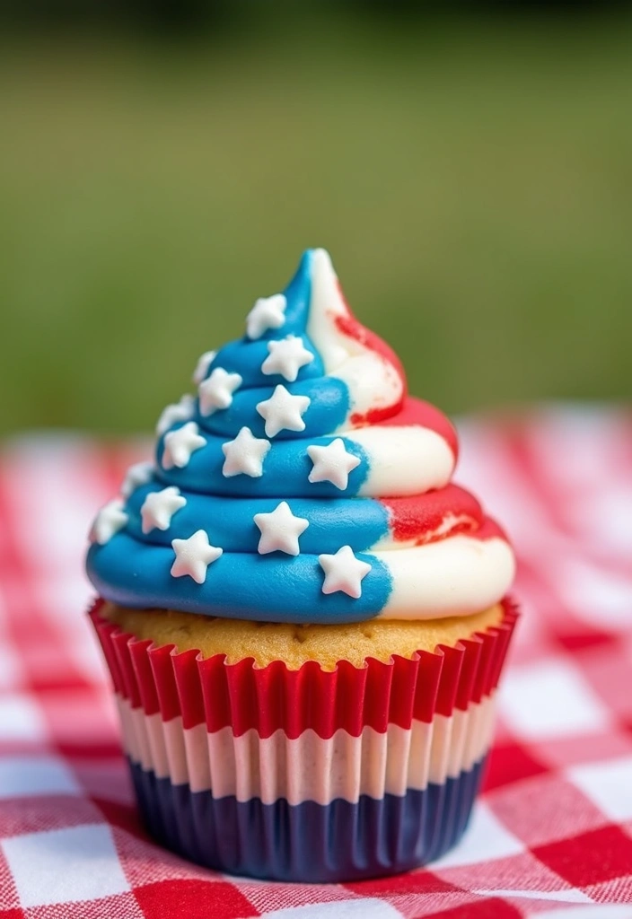 25 Cupcake Ideas for Kids’ Parties That Are Fun and Mess-Free - 7. USA Flag Cupcake