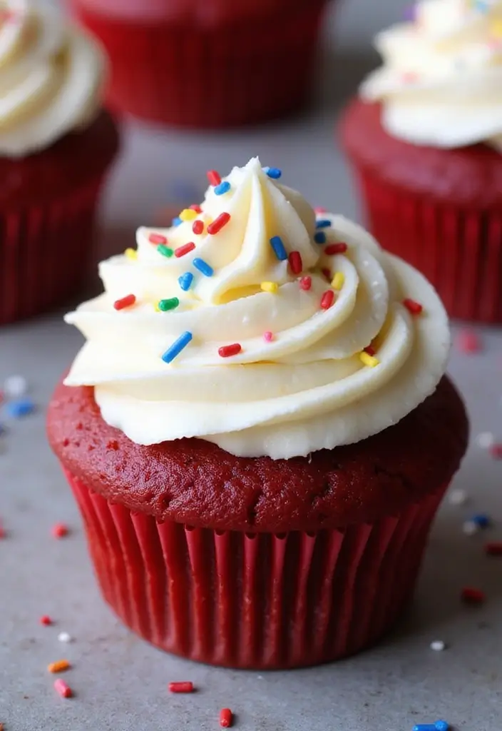25 Cupcake Ideas for Kids’ Parties That Are Fun and Mess-Free - 8. Red Velvet Firecracker Cupcake