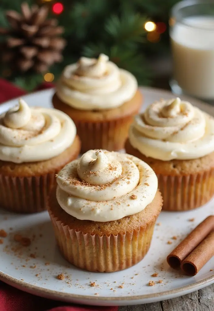 25 Cupcake Ideas for Thanksgiving That Guests Will Gobble Up - 11. Nutmeg and Eggnog Dream