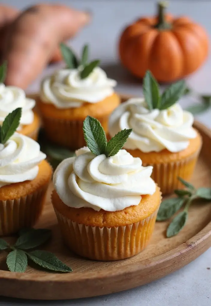 25 Cupcake Ideas for Thanksgiving That Guests Will Gobble Up - 14. Savory Sweet Potato and Sage