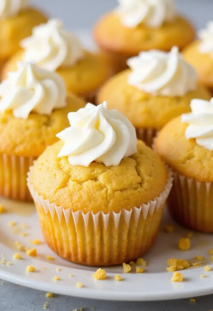 25 Cupcake Ideas for Thanksgiving That Guests Will Gobble Up - 15. Cornbread Cupcakes with Honey Butter