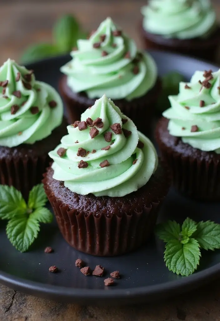 25 Cupcake Ideas for Thanksgiving That Guests Will Gobble Up - 24. Chocolate Mint Cupcake