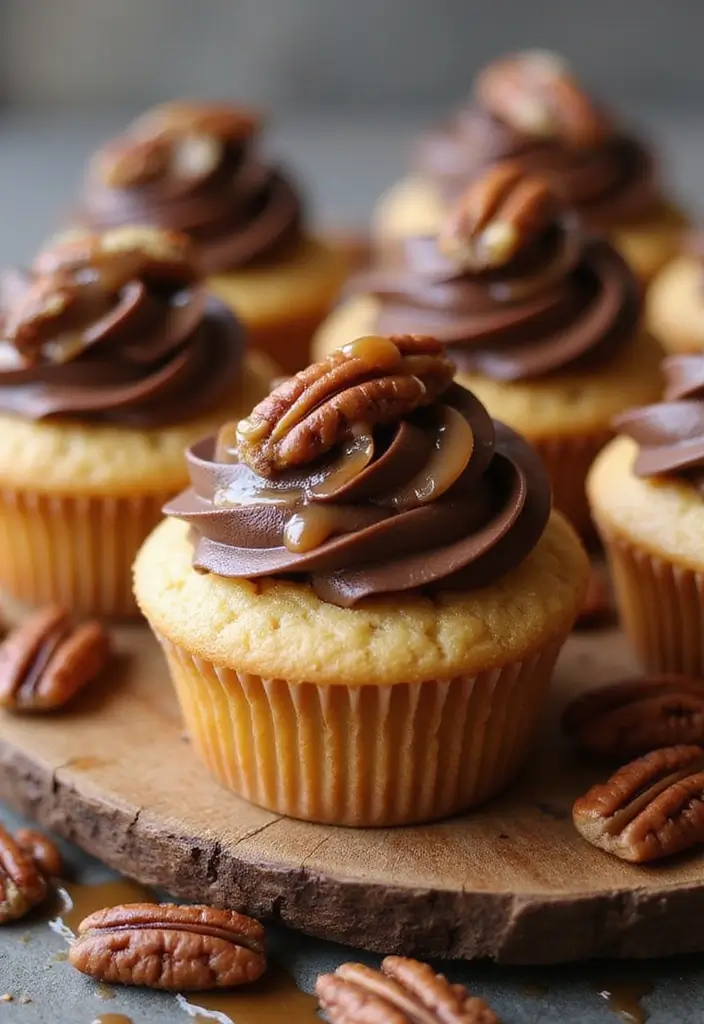 25 Cupcake Ideas for Thanksgiving That Guests Will Gobble Up - 3. Pecan Pie Surprise