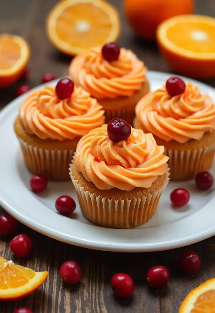 25 Cupcake Ideas for Thanksgiving That Guests Will Gobble Up - 5. Cranberry Orange Zing