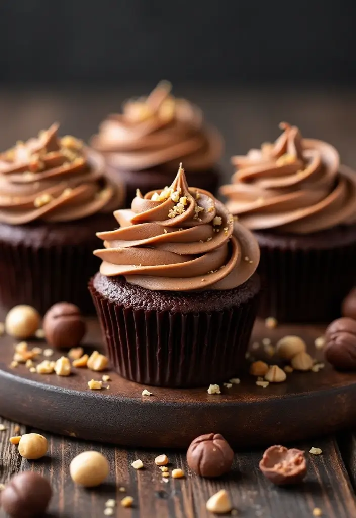 25 Cupcake Ideas for Thanksgiving That Guests Will Gobble Up - 7. Chocolate Hazelnut Heaven