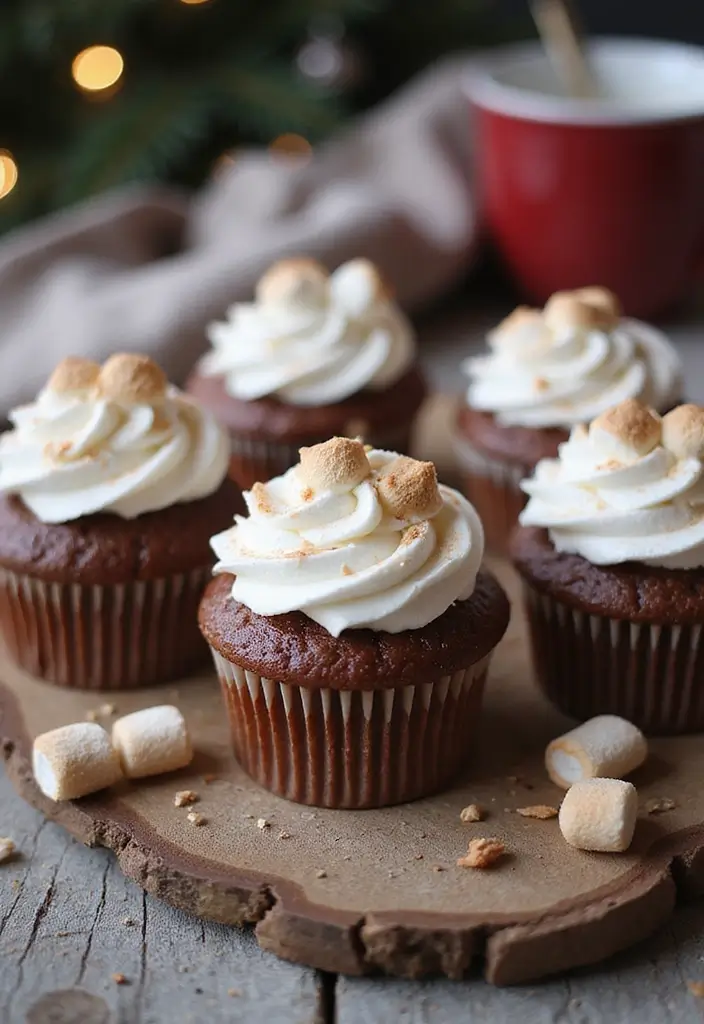 25 Cupcake Theme Ideas for Every Party and Holiday - 13. Cozy Hot Cocoa Cupcakes