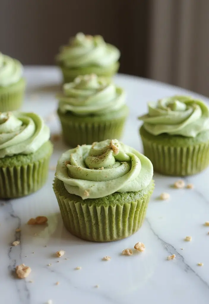 25 Cupcake Theme Ideas for Every Party and Holiday - 16. Lush Matcha Green Tea Cupcakes