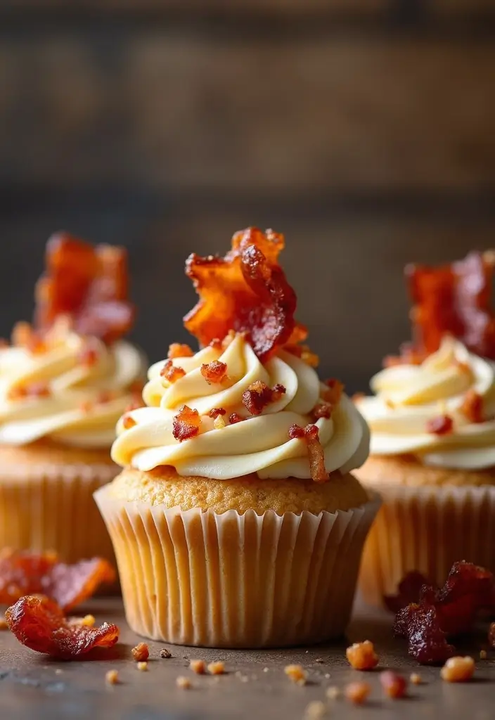 25 Cupcake Theme Ideas for Every Party and Holiday - 24. Unique Bacon Maple Cupcakes