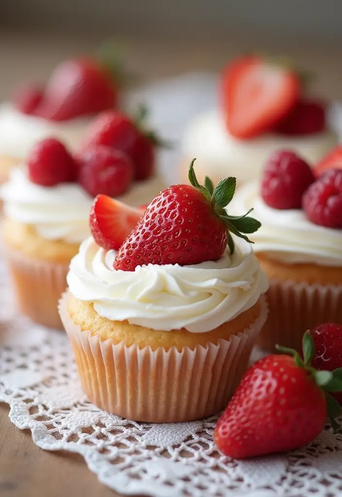 25 Cupcake Theme Ideas for Every Party and Holiday - 6. Sweetheart Strawberry Shortcake Cupcakes