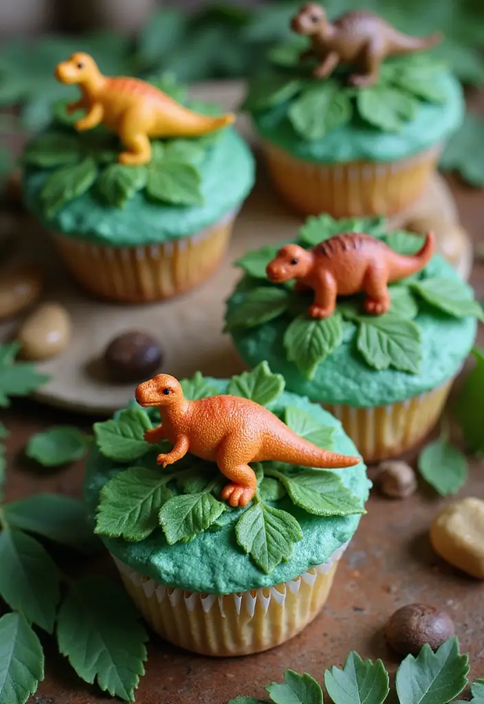 25 Cupcake Wedding Cake Ideas That Blend Class & Creativity: Dinosaur-Themed Wedding Cupcakes - 11. Jurassic Jungle Cupcakes
