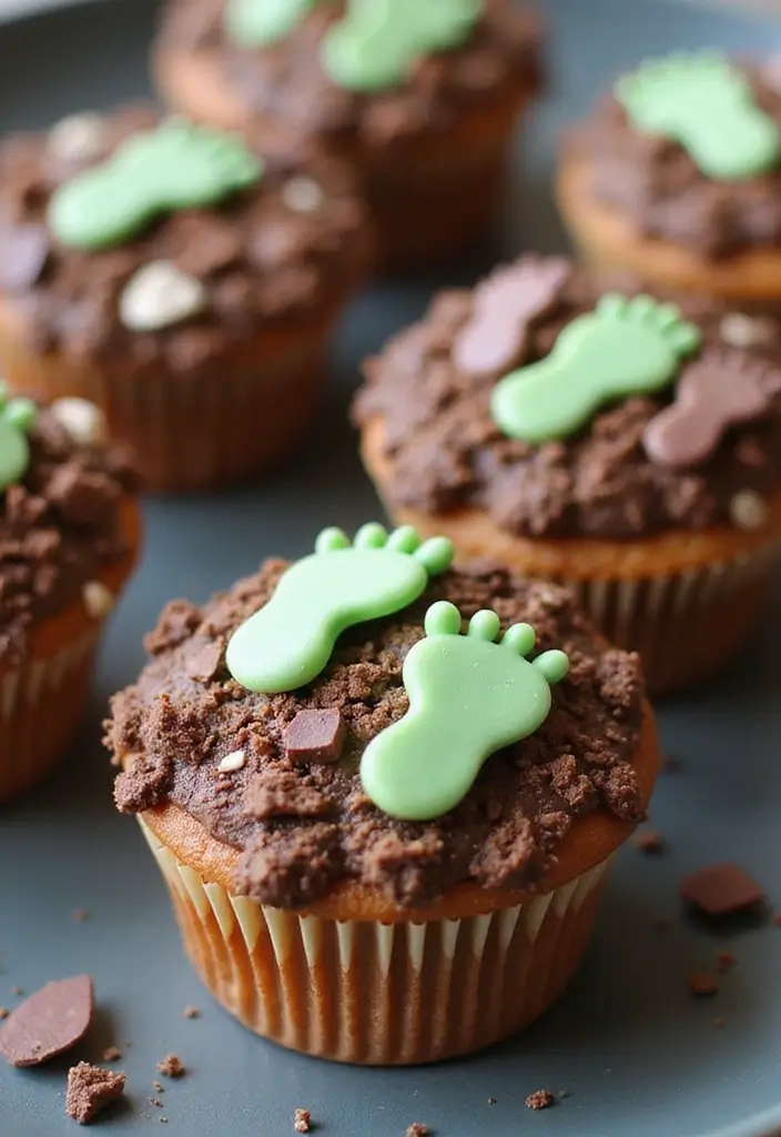 25 Cupcake Wedding Cake Ideas That Blend Class & Creativity: Dinosaur-Themed Wedding Cupcakes - 13. Dino Trails Cupcakes