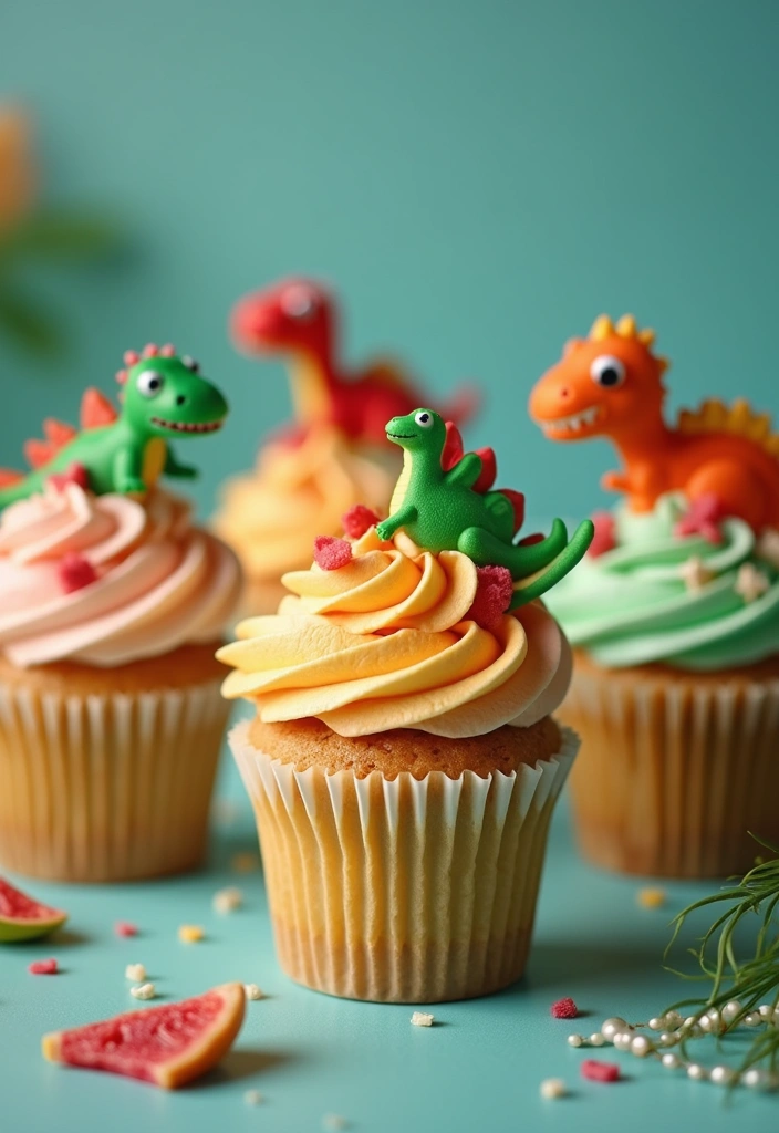 25 Cupcake Wedding Cake Ideas That Blend Class & Creativity: Dinosaur-Themed Wedding Cupcakes - 16. Dino Cupcake Cones