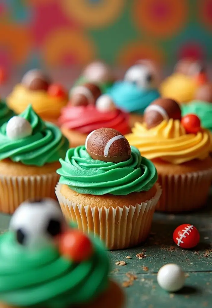 25 Cute & Easy Bluey Cupcake Ideas for Kids’ Birthdays - 14. Bluey’s Sport Day Cupcakes