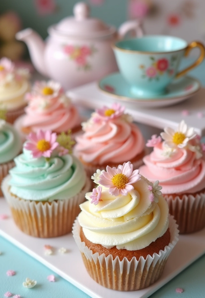 25 Cute & Easy Bluey Cupcake Ideas for Kids’ Birthdays - 18. Bluey’s Tea Party Cupcakes