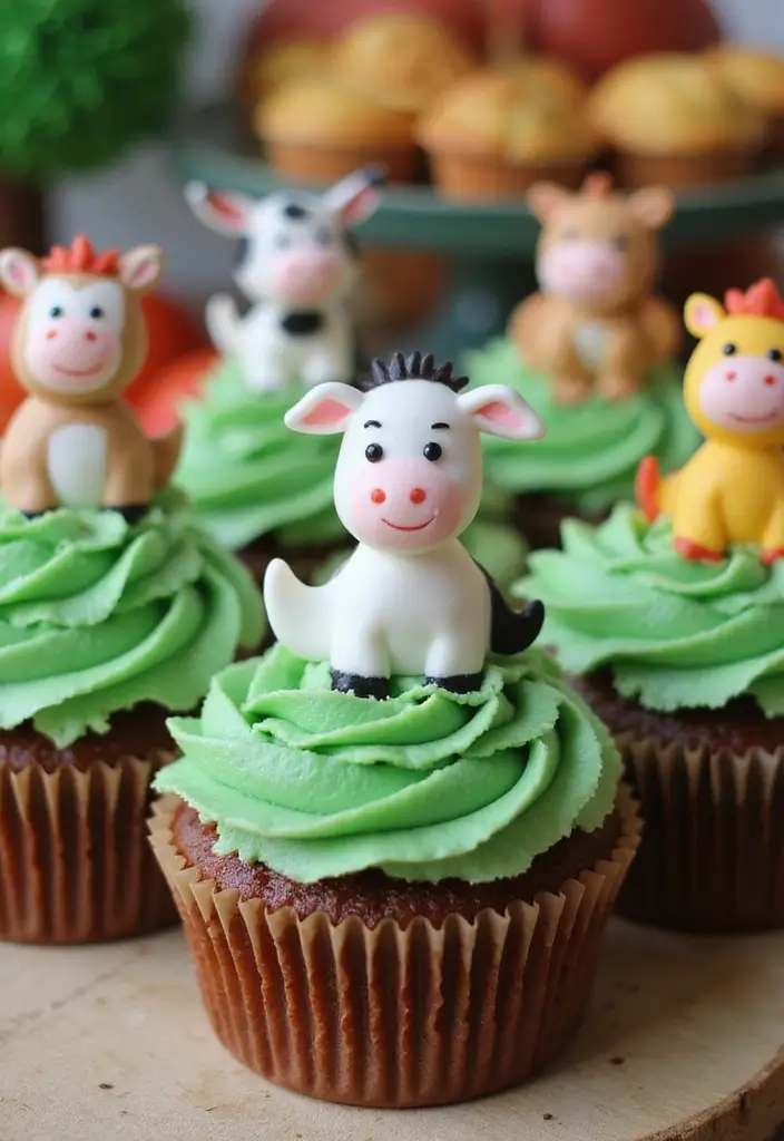 25 Cute & Easy Bluey Cupcake Ideas for Kids’ Birthdays - 24. Bluey’s Farmyard Cupcakes
