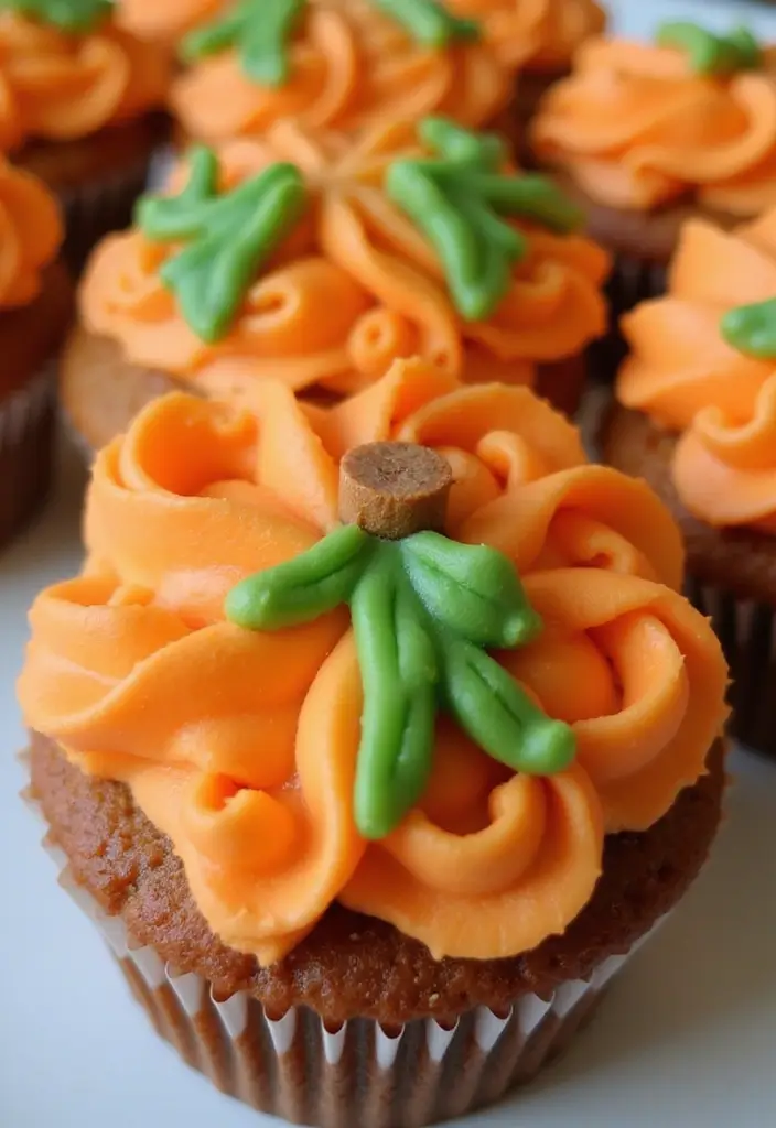 25 Cute Halloween Cupcake Ideas Kids Will Love - 2. Pumpkin Patch Cupcakes