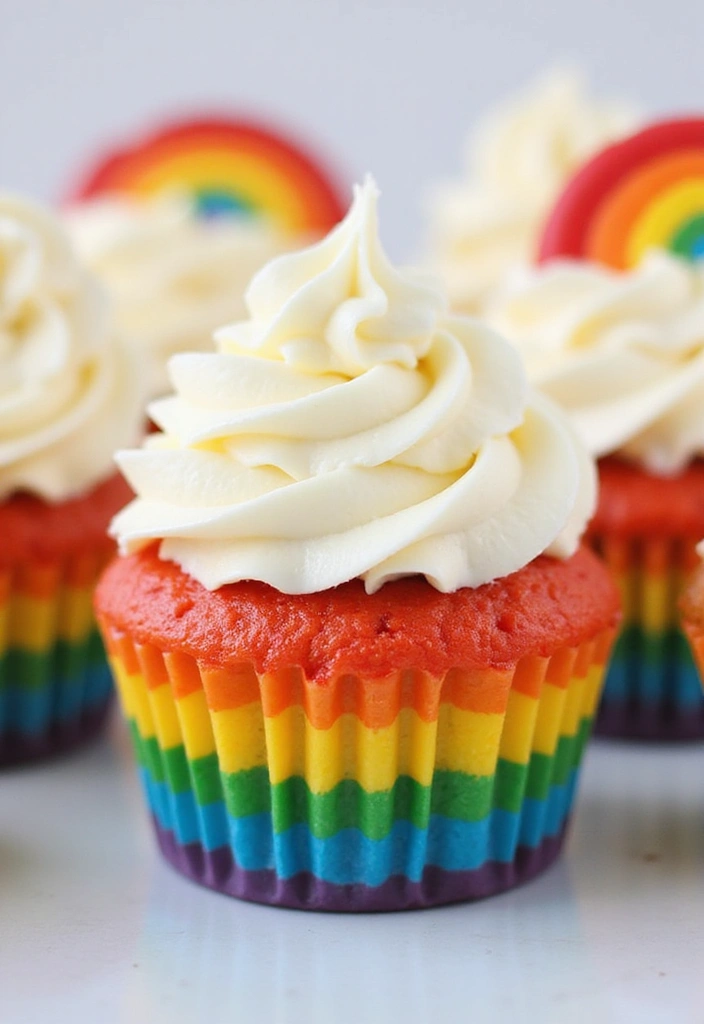 25 Cute Halloween Cupcake Ideas Kids Will Love - 22. Rainbow Halloween Cupcakes