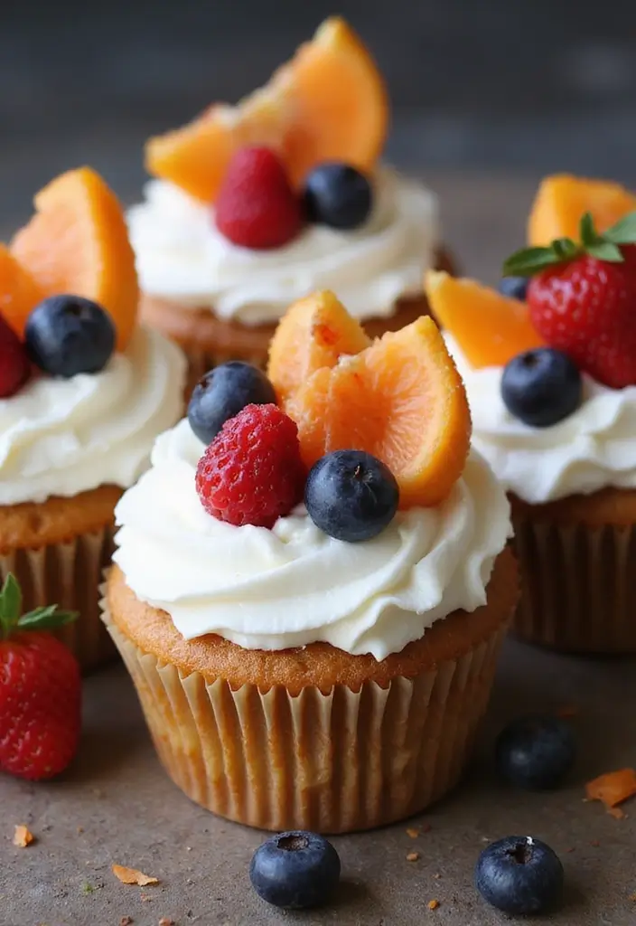 25 Cute Halloween Cupcake Ideas Kids Will Love - 23. Halloween Fruit Cupcakes