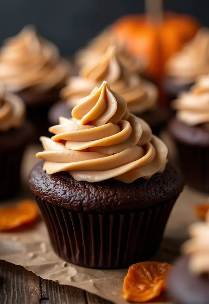 25 Cute Halloween Cupcake Ideas Kids Will Love - 25. Chocolate Pumpkin Cupcakes