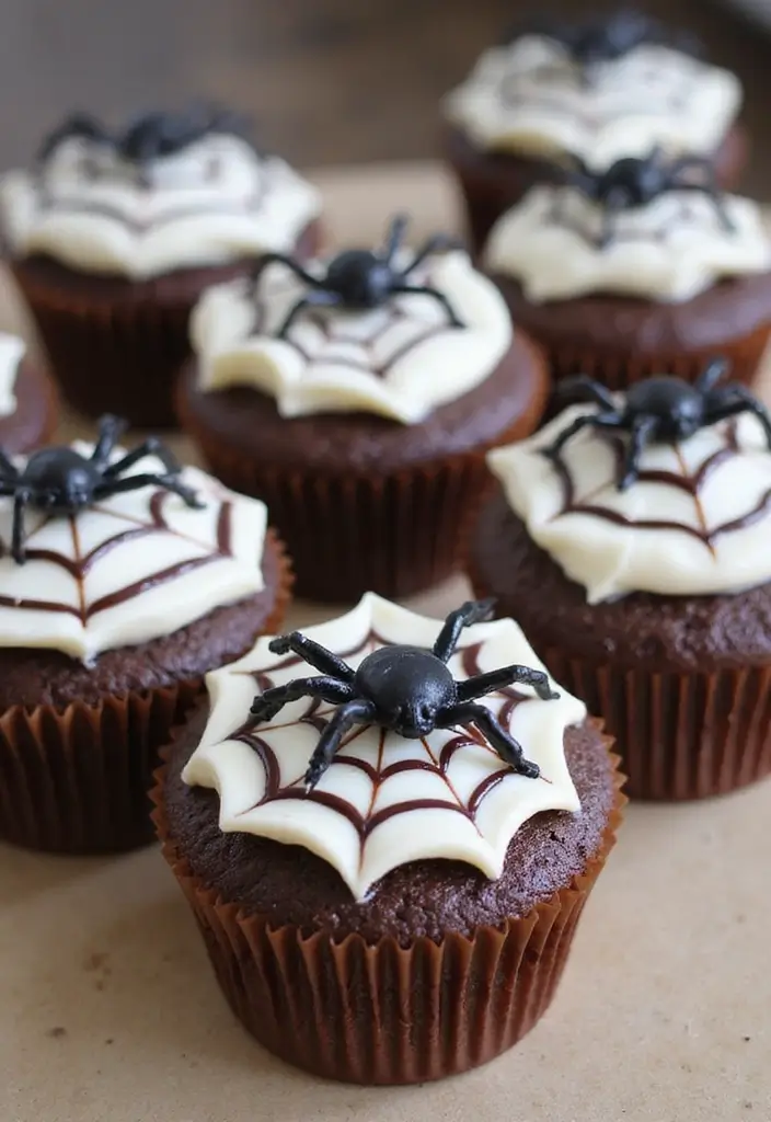 25 Cute Halloween Cupcake Ideas Kids Will Love - 3. Spider Web Cupcakes