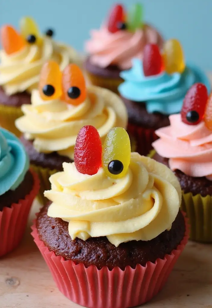 25 Cute Halloween Cupcake Ideas Kids Will Love - 4. Monster Cupcakes