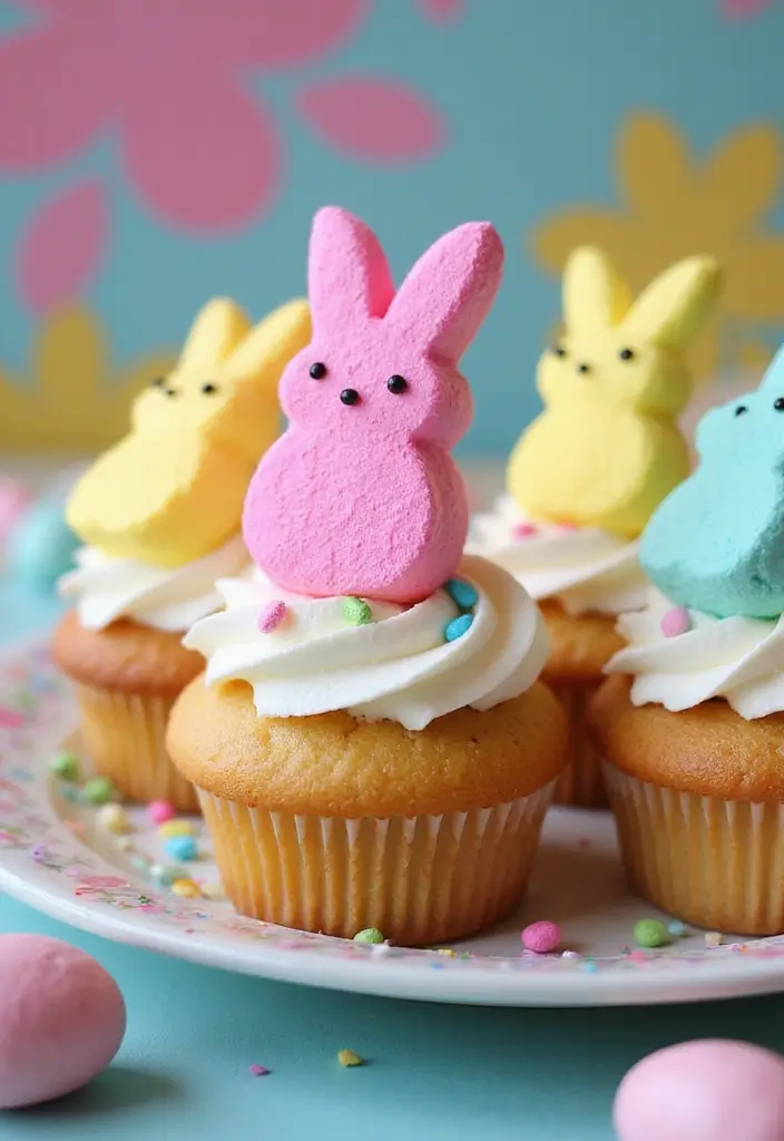 25 Easter Cupcake Decorating Ideas That Brighten Your Table - 18. Sweet Peep Cupcakes