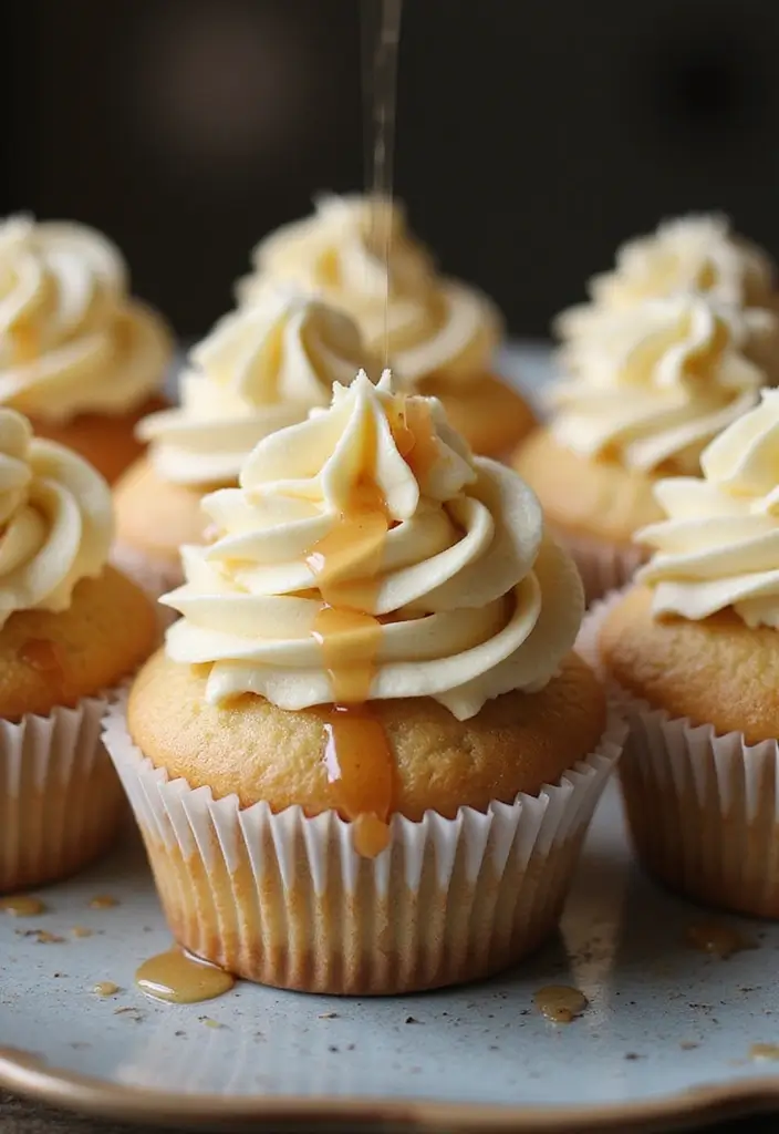 25 Easter Cupcake Decorating Ideas That Brighten Your Table - 19. Sweet Honey Drizzle Cupcakes