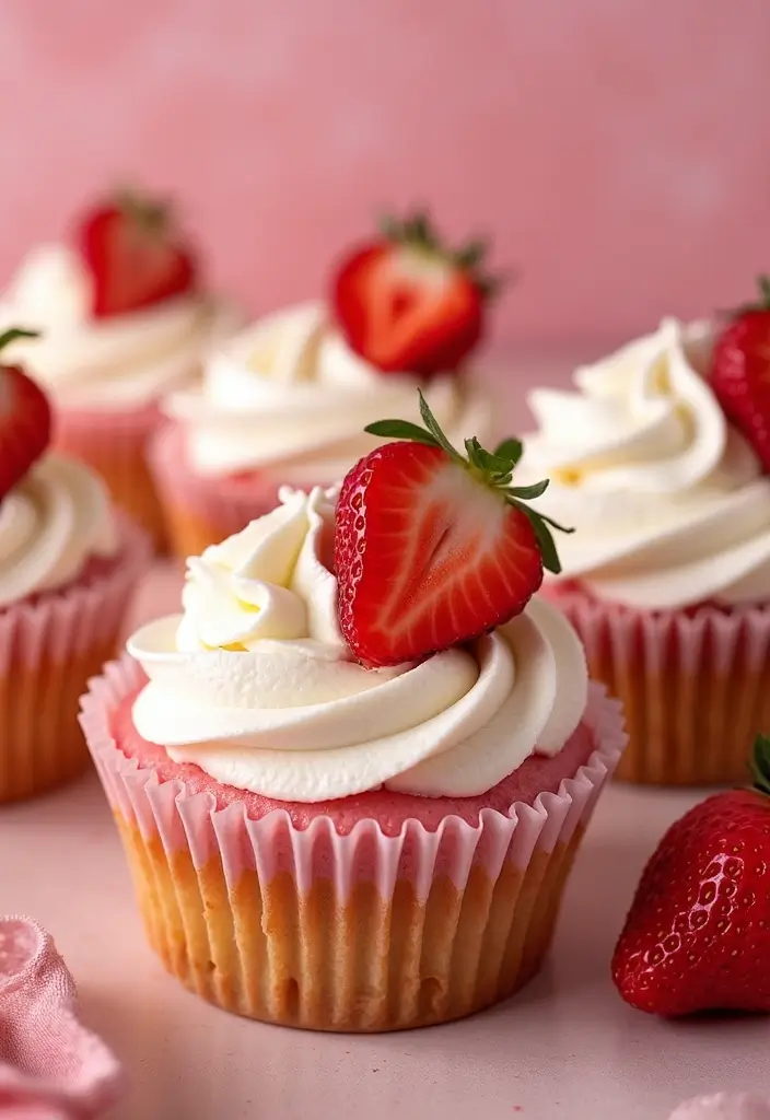 25 Easter Cupcake Decorating Ideas That Brighten Your Table - 20. Strawberry Shortcake Cupcakes