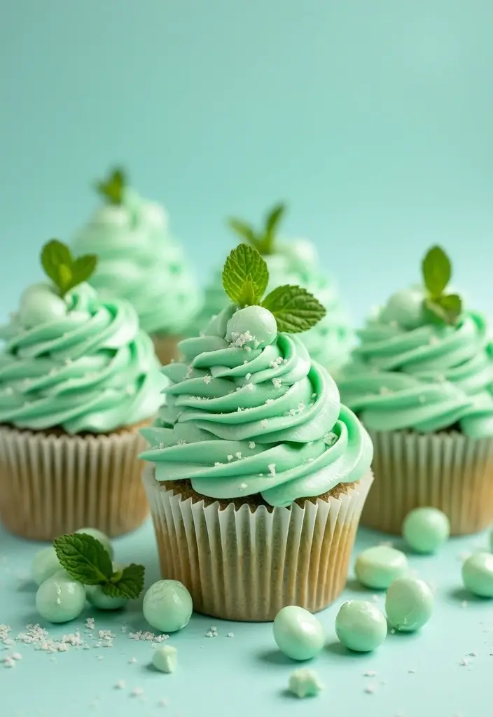 25 Easter Cupcake Decorating Ideas That Brighten Your Table - 22. Minty Fresh Cupcakes
