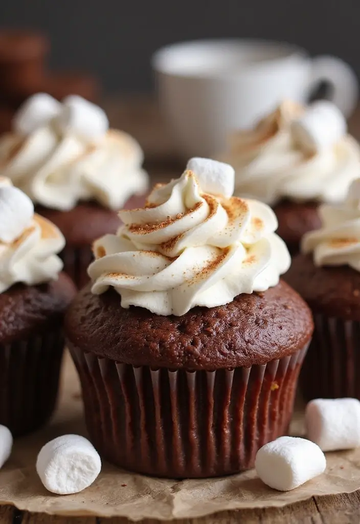 25 Easter Cupcake Decorating Ideas That Brighten Your Table - 23. Cozy Hot Cocoa Cupcakes