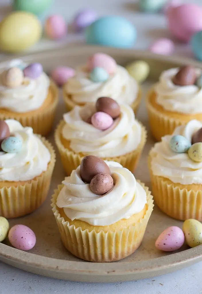 25 Easter Cupcake Decorating Ideas That Brighten Your Table - 4. Mini Egg Surprise Cupcakes