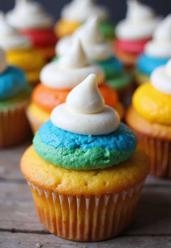 25 Easter Cupcake Decorating Ideas That Brighten Your Table - 5. Rainbow Cupcake Delight