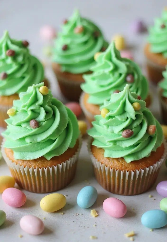 25 Easter Cupcake Decorating Ideas That Brighten Your Table - 6. Easter Egg Hunt Cupcakes