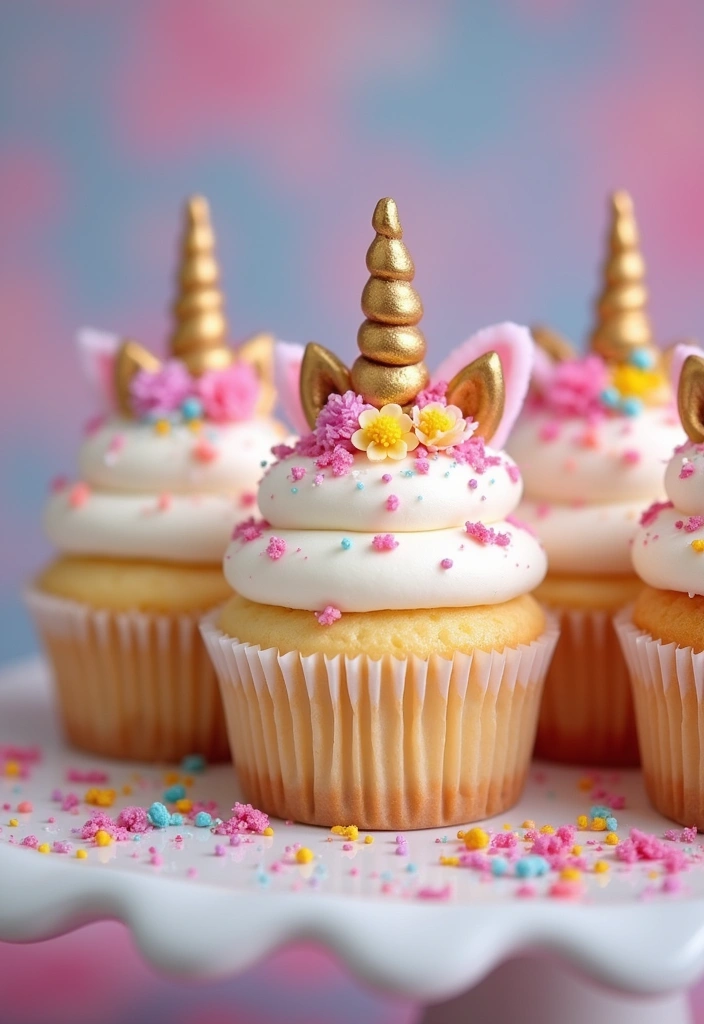 25 Gender Reveal Cupcake Ideas That Are Too Cute to Eat - 13. Whimsical Unicorn Cupcakes