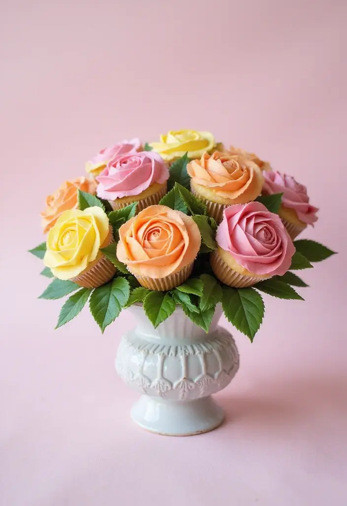 25 Gender Reveal Cupcake Ideas That Are Too Cute to Eat - 17. Cupcake Bouquet