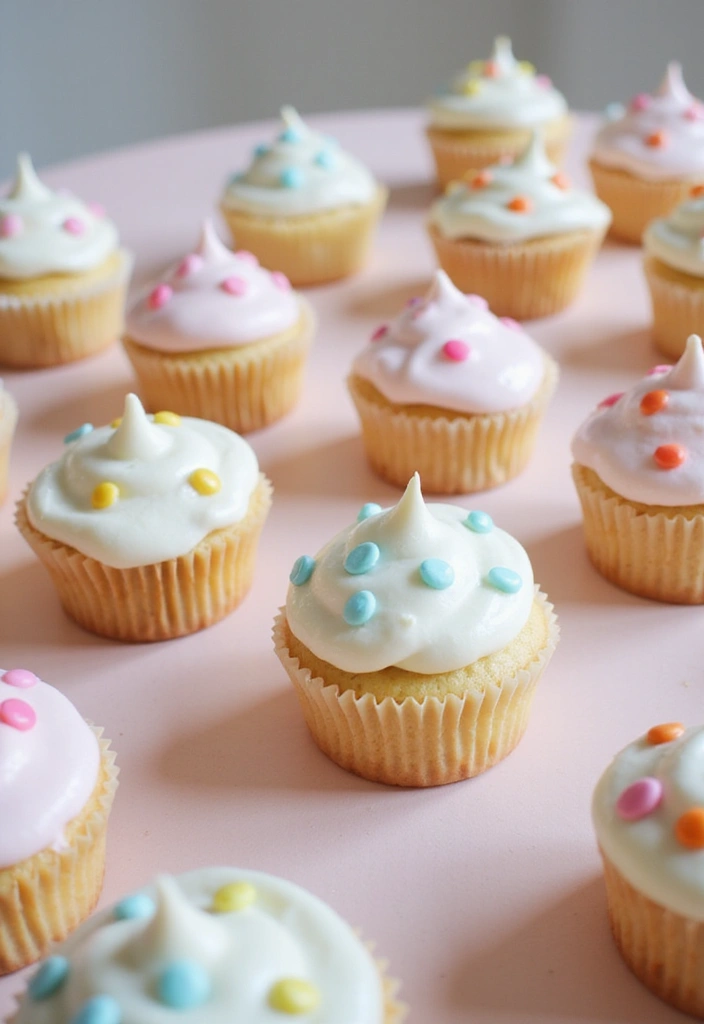 25 Gender Reveal Cupcake Ideas That Are Too Cute to Eat - 19. Pastel Polka Dot Cupcakes