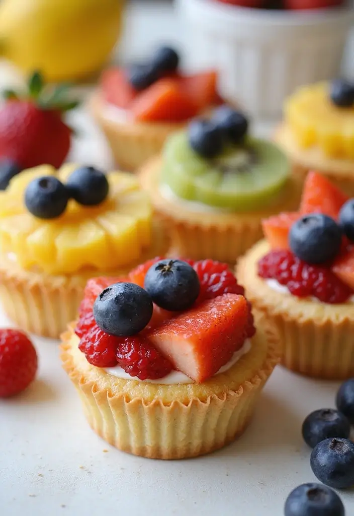 25 Gender Reveal Cupcake Ideas That Are Too Cute to Eat - 22. Fruit Tart Cupcakes