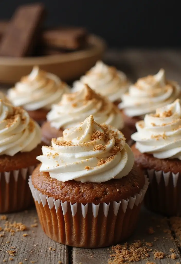 25 Gender Reveal Cupcake Ideas That Are Too Cute to Eat - 23. Campfire S'mores Cupcakes