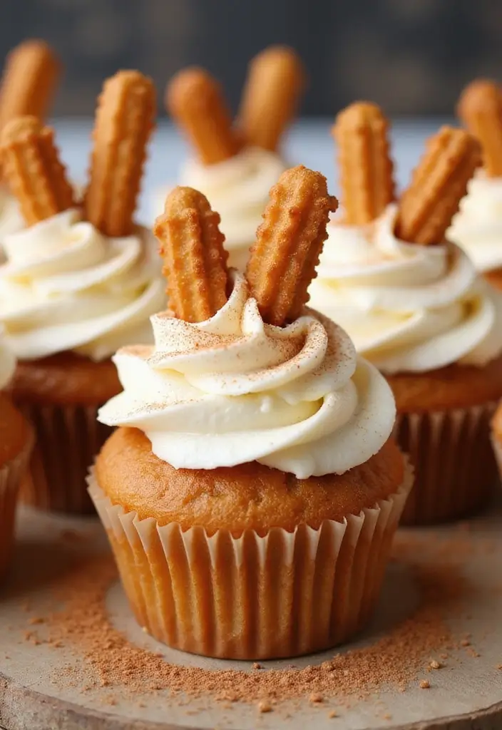 25 Gender Reveal Cupcake Ideas That Are Too Cute to Eat - 24. Churro Cupcakes