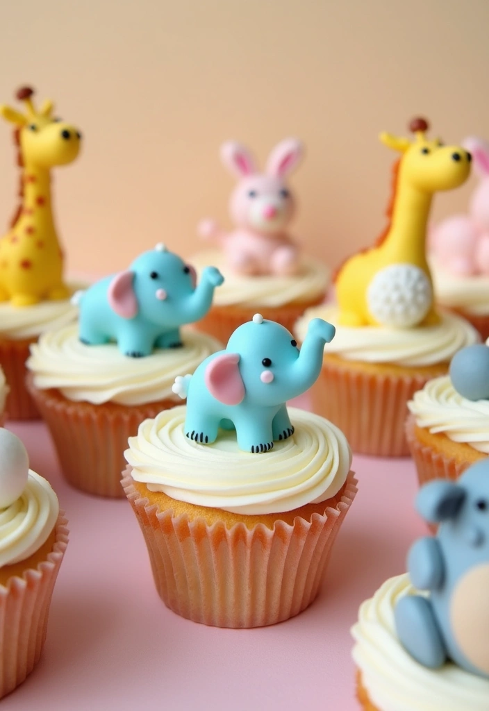 25 Gender Reveal Cupcake Ideas That Are Too Cute to Eat - 3. Baby Animal Cupcakes