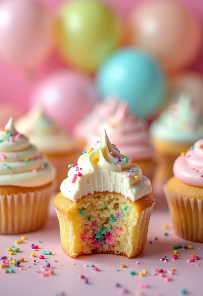 25 Gender Reveal Cupcake Ideas That Are Too Cute to Eat - 4. Sprinkle Surprise Cupcakes
