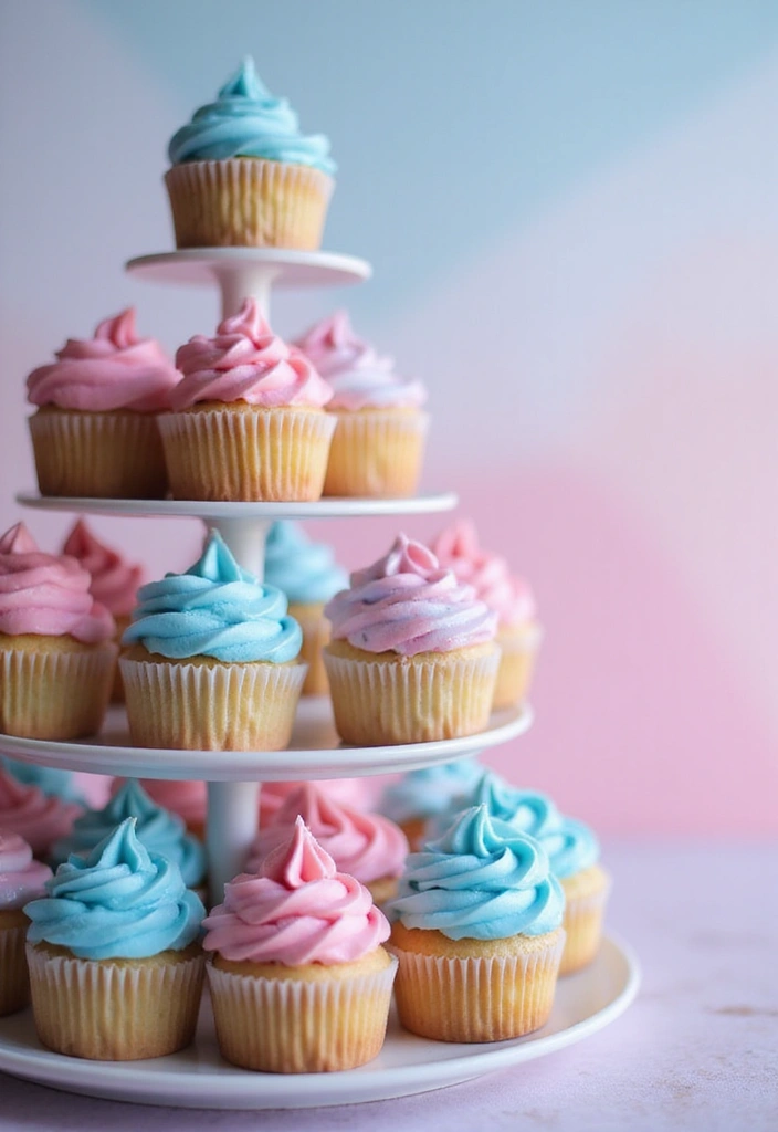 25 Gender Reveal Cupcake Ideas That Are Too Cute to Eat - 5. Ombre Frosting Cupcakes